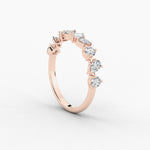 18K Solid Gold Lab Grown Diamond Multi-Shape Half Eternity Band – Unique Cluster Wedding Ring - Close Up | Riyanika Jewels
