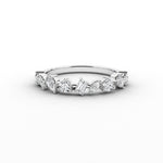 18K Solid Gold Natural Diamond Multi-Shape Half Eternity Band – Unique Cluster Wedding Ring - View 6