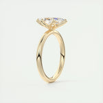 18K Solid Gold 1.50 CT Natural Diamond Marquise Cut Prong Set Engagement Ring - Close Up | Riyanika Jewels