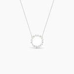18K Solid Gold Natural Diamond Multi-Shape Cluster Necklace – Open Circle Bridal Pendant - Alternate Angle | Riyanika Jewels