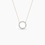 18K Solid Gold Natural Diamond Multi-Shape Cluster Necklace – Open Circle Bridal Pendant for Women - Detail | Riyanika Jewels