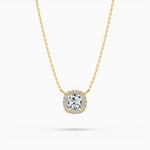 14K Natural Diamond Halo Necklace