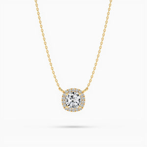 14K Natural Diamond Halo Necklace