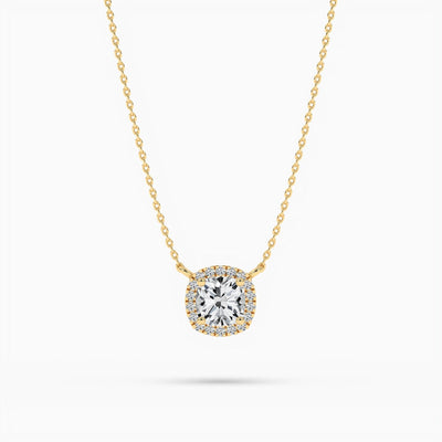 14K Natural Diamond Halo Necklace