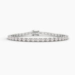 18K Solid Gold Lab Grown Diamond Emerald Cut Tennis Bracelet – Elegant Bridal Jewelry - Alternate Angle | Riyanika Jewels