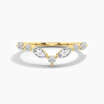 14K Solid Gold Lab Grown Diamond Curved Wedding Band – Matching Stackable Promise Ring for Women