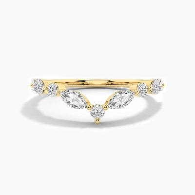 14K Solid Gold Lab Grown Diamond Curved Wedding Band – Matching Stackable Promise Ring for Women
