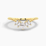 14K Solid Gold Five Stone Stackable Band for Anniversary