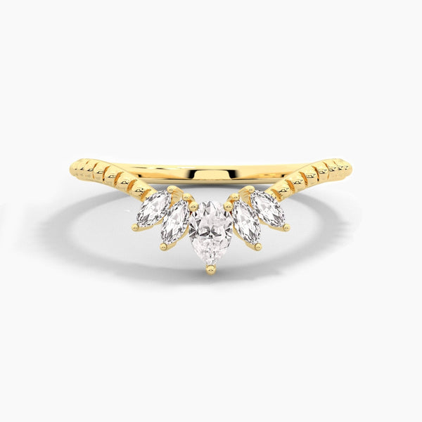 14K Solid Gold Five Stone Stackable Band for Anniversary