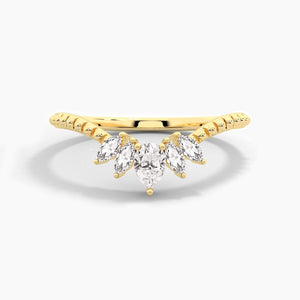 18k Solid Gold Five Stone Stackable Band for Anniversary | Riyanika Jewels