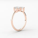 18K Solid Gold Natural Diamond Toi et Moi Ring – Marquise & Round Two-Stone Engagement - Alternate Angle | Riyanika Jewels