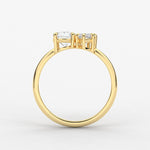 18K Solid Gold Natural Diamond Toi et Moi Ring – Marquise & Round Two-Stone Engagement Ring - Close Up | Riyanika Jewels