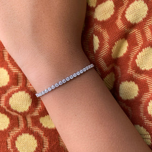 14K Solid Gold Natural Diamond Dainty Tennis Bracelet – 2.00mm Stackable Design for Women