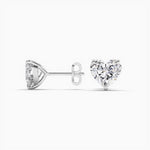 18K Solid Gold Natural Diamond Heart Cut Solitaire Stud Earrings – Perfect Gift for Her - Side View