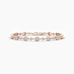 18K Solid Gold Natural Diamond Oval Cut Tennis Bracelet – Delicate Layering Piece for Women - Close Up | Riyanika Jewels