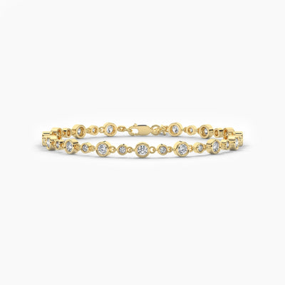 18K Solid Gold Natural Diamond Round Cut Tennis Bracelet – Delicate Stacking Wedding Gift