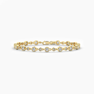 14K Natural Diamond Round Cut Tennis Bracelet