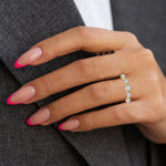 18K Solid Gold Lab Grown Diamond Oval & Pear Cut Wedding Band – Stackable Anniversary Ring for - View 7 | Riyanika Jewels