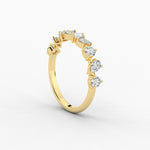 18K Solid Gold Natural Diamond Multi-Shape Half Eternity Band – Unique Cluster Wedding - Alternate Angle | Riyanika Jewels