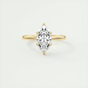 14K 1.5ct Natural Diamond Marquise Cut Solitaire Engagement Ring