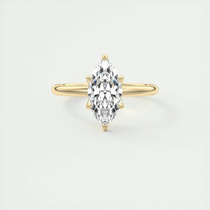 18K Solid Gold 1.50 CT Natural Diamond Marquise Cut Prong Set Engagement Ring