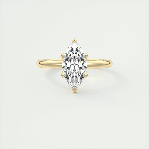 18K Solid Gold 1.50 CT Natural Diamond Marquise Cut Prong Set Engagement Ring