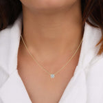 14K Natural Diamond Halo Necklace
