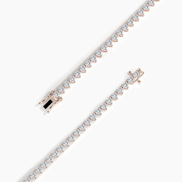 14K Solid Gold Lab Grown Diamond Heart Cut Tennis Bracelet – Perfect Wedding or Christmas Gift