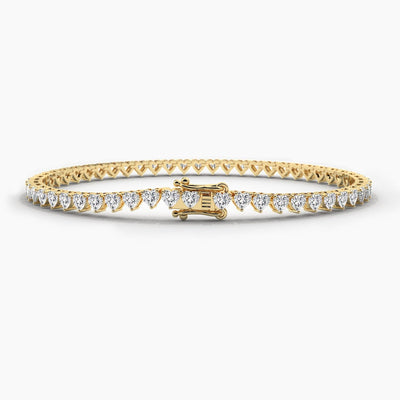14K Solid Gold Lab Grown Diamond Heart Cut Tennis Bracelet – Perfect Wedding or Christmas Gift