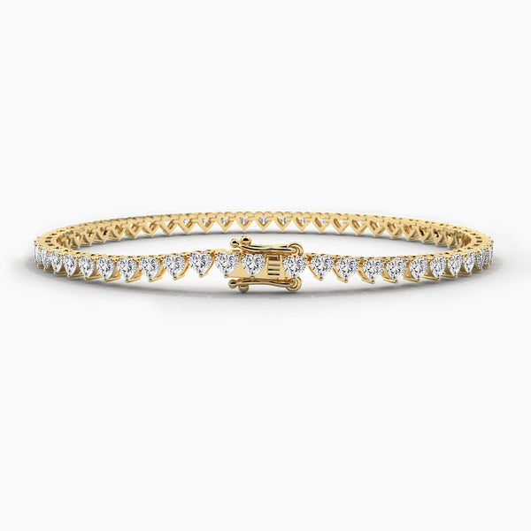 14K Solid Gold Lab Grown Diamond Heart Cut Tennis Bracelet – Perfect Wedding or Christmas Gift