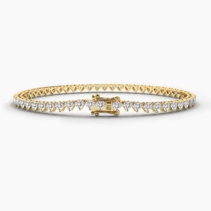 18K Solid Gold Natural Diamond Heart Cut Tennis Bracelet – Perfect Wedding or Christmas Gift