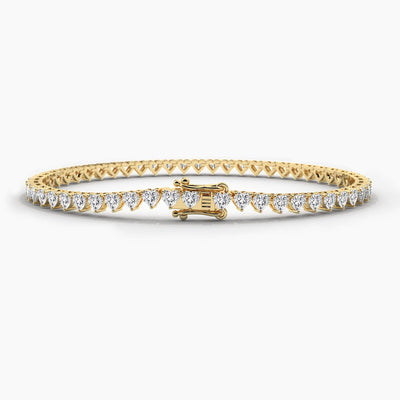 18K Solid Gold Natural Diamond Heart Cut Tennis Bracelet – Perfect Wedding or Christmas Gift