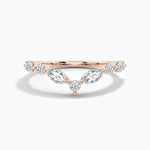 18K Solid Gold Lab Grown Diamond Curved Wedding Band – Matching Stackable Promise Ring - Alternate Angle | Riyanika Jewels