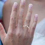 18K Solid Gold Lab Grown Diamond Curved Wedding Band – Matching Stackable Promise Ring for Women - Detail | Riyanika Jewels