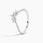 18K Solid Gold Five Stone Stackable Band for Anniversary
