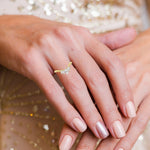 18K Solid Gold Five Stone Stackable Band for Anniversary