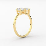 18K Solid Gold Lab Grown Diamond Toi et Moi Ring – Marquise & Round Two-Stone Engagement Ring - View 7 | Riyanika Jewels