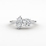 18K Solid Gold Lab Grown Diamond Toi et Moi Ring – Marquise & Round Two-Stone Engagement Ring - View 8 | Riyanika Jewels