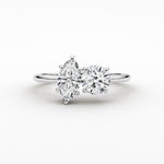 14K 1.5ct Natural Diamond Round Cut Toi et Moi Engagement Ring