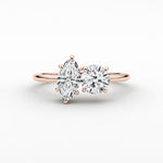 18K Solid Gold Natural Diamond Toi et Moi Ring – Marquise & Round Two-Stone Engagement Ring - View 10 | Riyanika Jewels