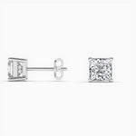 14K Natural Diamond Princess Cut Stud Earrings