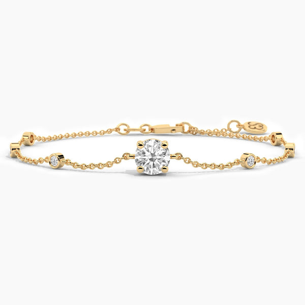 18K Solid Gold 1 Ct Lab Grown Diamond Layering Bracelet | Riyanika Jewels