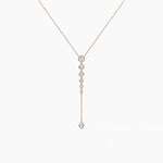 18K Solid Gold Lab Grown Diamond Cushion & Round Lariat Necklace - Side View | Riyanika Jewels
