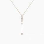14K Natural Diamond Round Cut Lariat Necklace