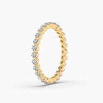 18K Solid Gold Natural Diamond Floating Eternity Band – Sparkling Single Prong Wedding Ring - View 7 | Riyanika Jewels