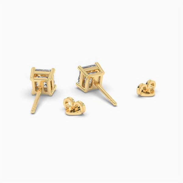 14K Lab Grown Diamond Princess Cut Stud Earrings