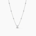 18K Solid Gold Natural Emerald Cut Diamond Necklace - Close Up | Riyanika Jewels