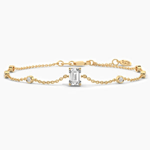 14K Natural Diamond Emerald Cut Bracelet