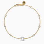 18K Solid Gold Lab Grown Emerald Cut Diamond Bracelet - Close Up | Riyanika Jewels