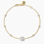 14K Natural Diamond Emerald Cut Bracelet